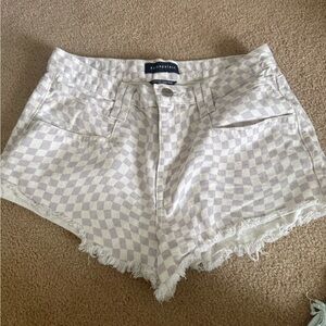 Aeropostale Checkered White and Purple Women Shorts
